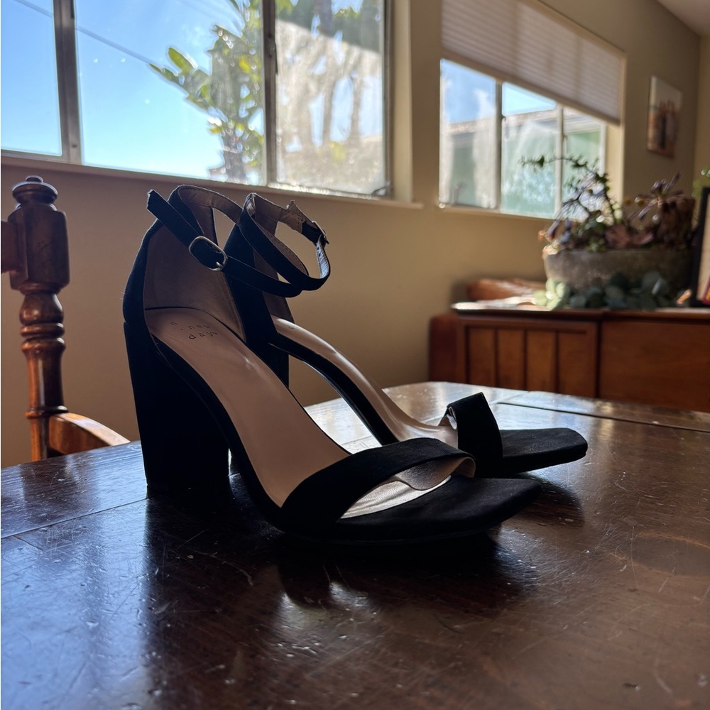 Elegant Black Ankle Strap Heels